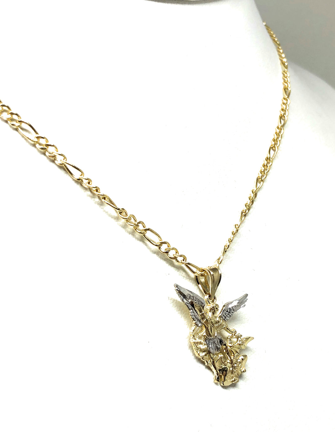 14k Real Gold St. Michael The Archangel Pendant - Big 2.1" Italian Made