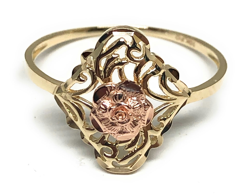 10k Solid Gold Yellow & Rose Gold Flower Ring (FC 43) – Fran