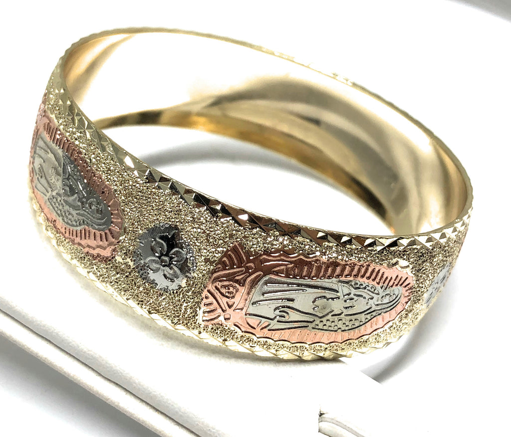 Gold Plated Tri-Color Semanario Bangle Bracelets Pulsera Semanario