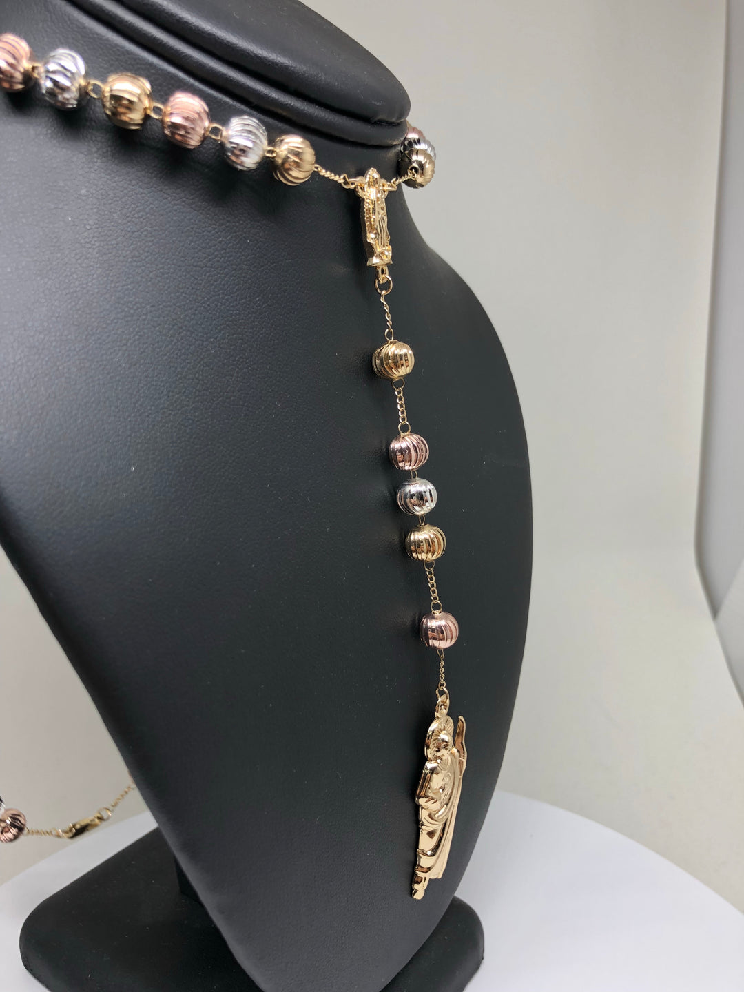 Gold Plate Virgin Mary Rosary Necklace Virgen de Guadalupe Rosario